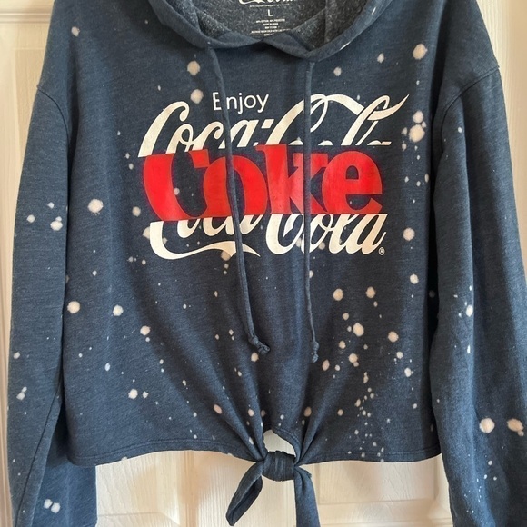 Women’s size large, Coka Cola hooded shirt, bleached,cropped - Picture 2 of 6